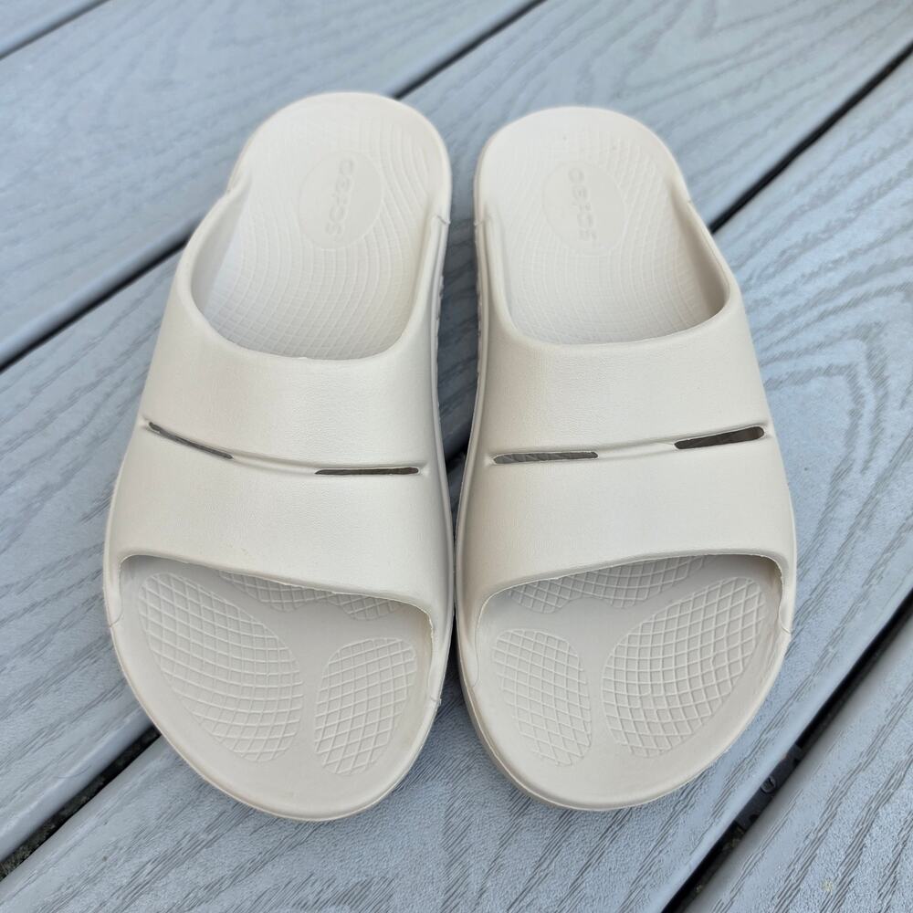Oofos Women's Ooahh Recovery Slides Tan, Size 7